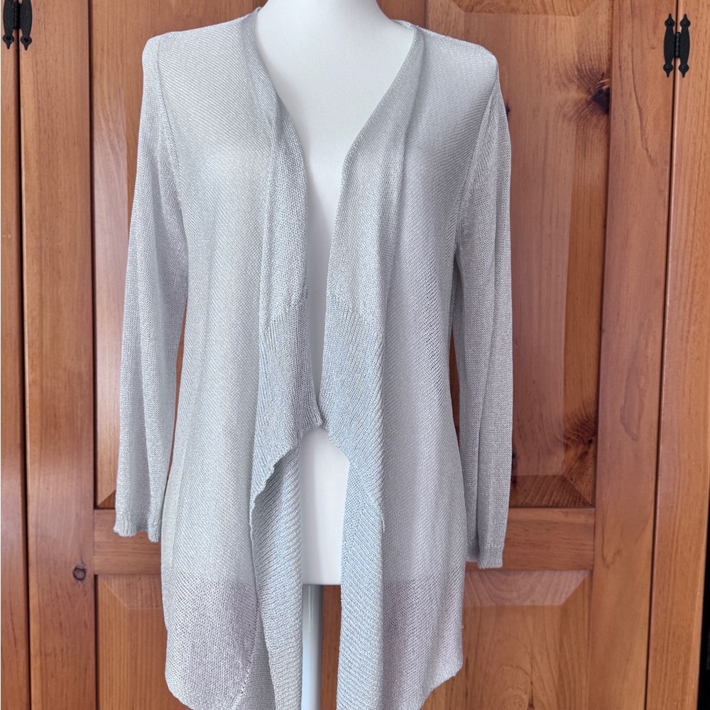 LOFT Silver Open-Front Cardigan